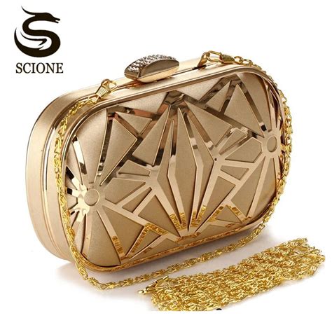 gold clutch evening bag.